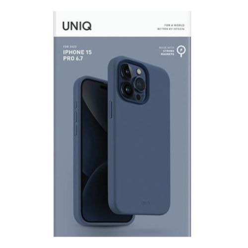 Uniq Hybrid Lino Hue MagSafe Case For IPhone 15 Pro - Navy Blue