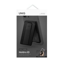 Uniq Heldro ID Wallet Magnetic Card Holder With Grip-Band and Stand - Midnight Black